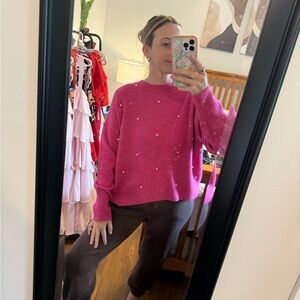 CeCe Pink Crew Neck Sweater